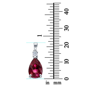 Pear Shape Simulated Ruby CZ 925 Sterling Silver Charm Pendant (21.5mm)